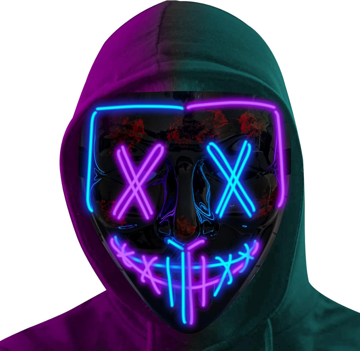 Poptrend Halloween Mask LED Light up Mask Scary mask for Festival Cosplay Halloween Costume Masquerade Parties,Carnival,Gift (2 PACK-B)