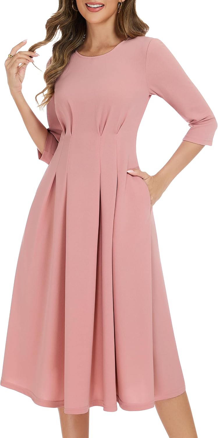 Vintage 1940s–50s A-Line Cocktail Dress with Pockets