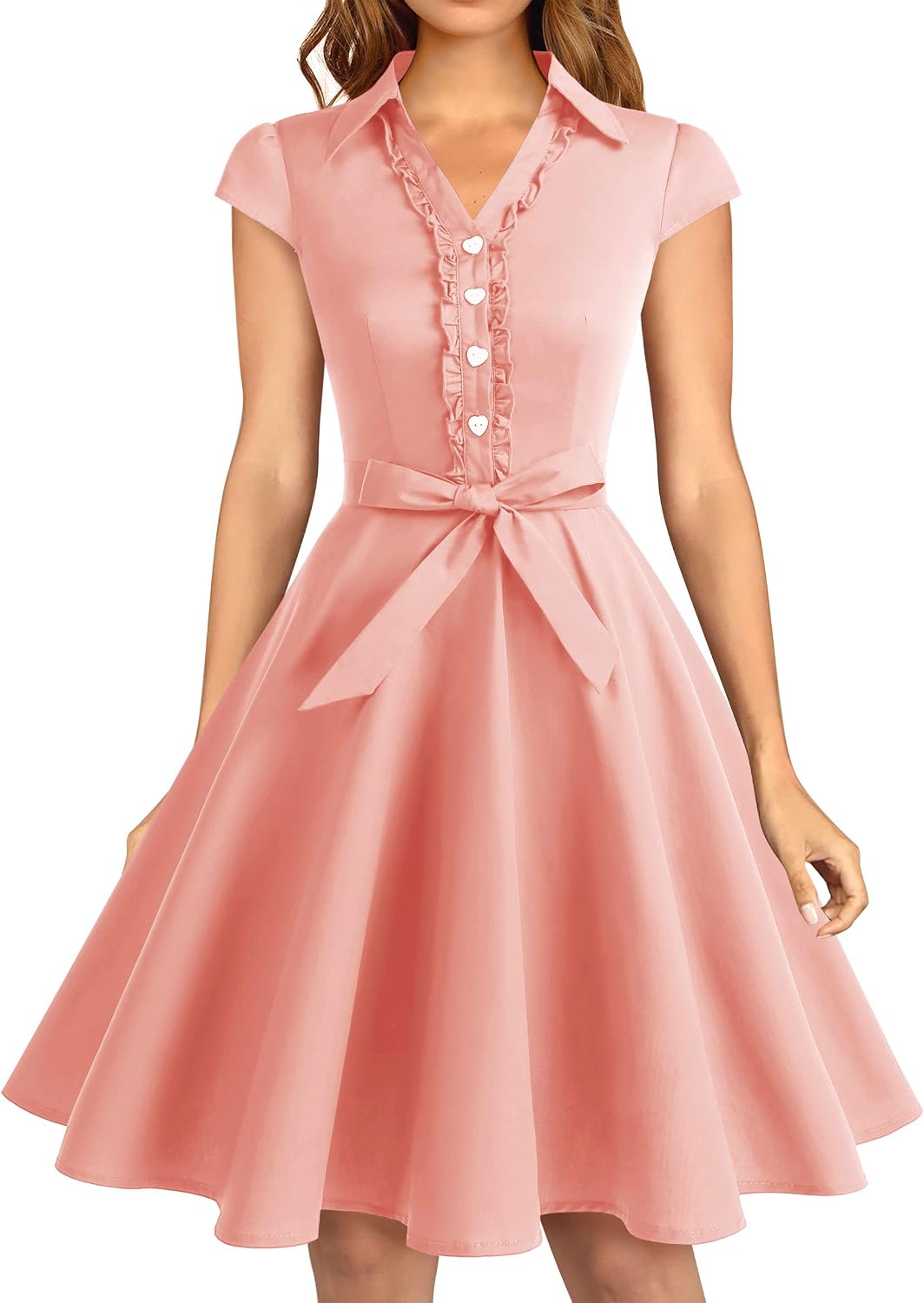 Wedtrend Women's 1950s Rockabilly Cap Sleeve Vintage Swing Cocktail Dress