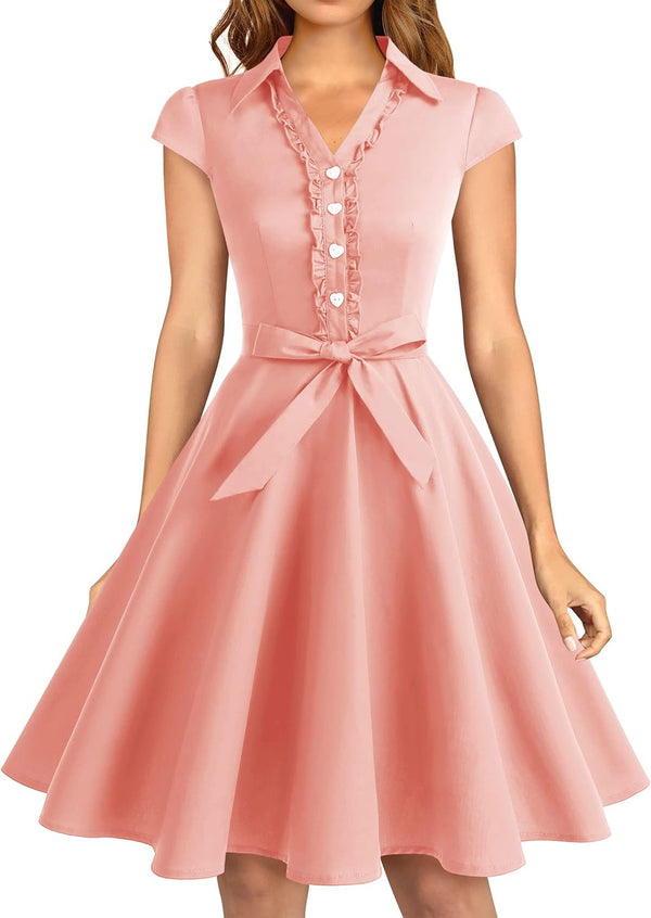 Wedtrend Women's 1950s Rockabilly Cap Sleeve Vintage Swing Cocktail Dress