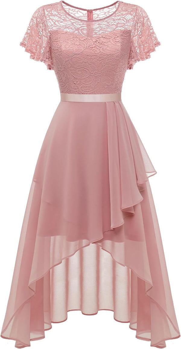 Wedtrend Women's Formal Wedding Guest Dress Ruffle Bridesmaid Dress Flutter Sleeve Prom Dresses for Teens