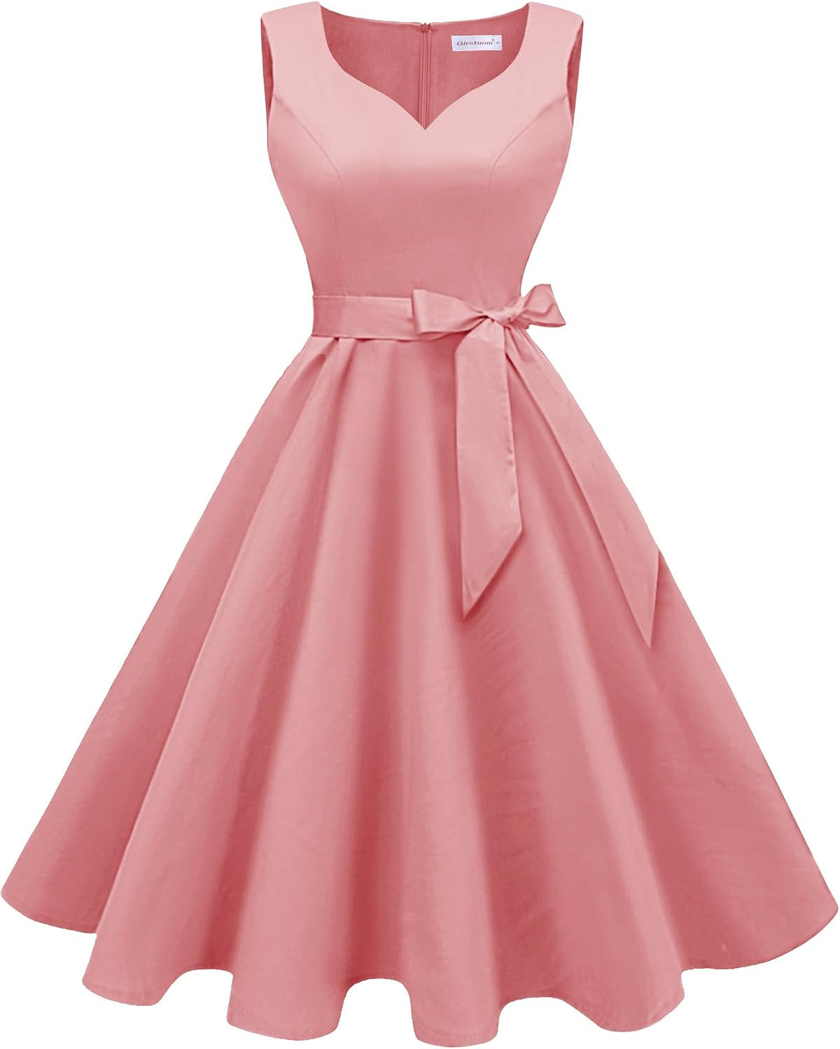 Girstunm 1950s Sleeveless Tea Party Swing Pockets Dress