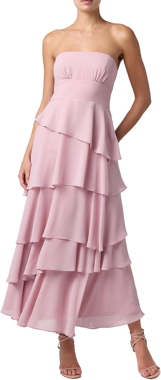 Lulus Jovie Tiered Women's Formal Midi Dress | Tiered Elegant Gown, Fall Wedding Guest & Formal Evening Midi Dress, Classy Engagement Party & Evening Party Attire