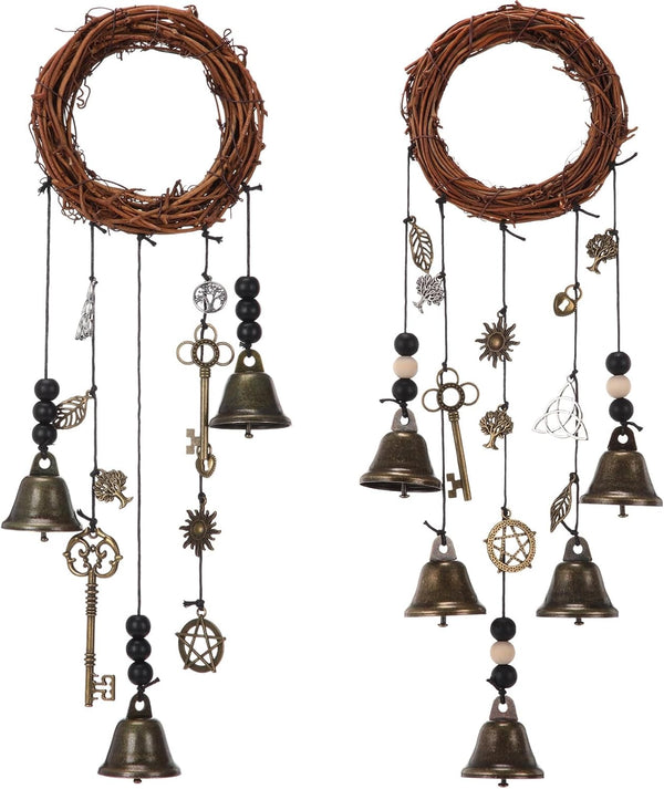 Jetec 2 Pcs Witch Bells for Door Witchy Decor Witchcraft Supply, Novel