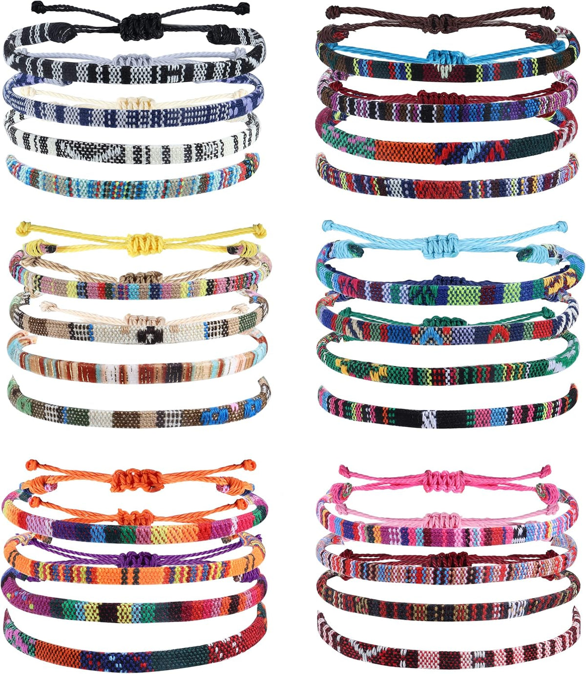 24 Pcs Boho Surfer Bracelet Anklet Adjustable Beaded Anklets Handmade Braided Bracelet Colorful Anklet Summer String Rope Ankle Bracelets Waterproof Surfer Beach Bracelet Boho Jewelry for Women Men