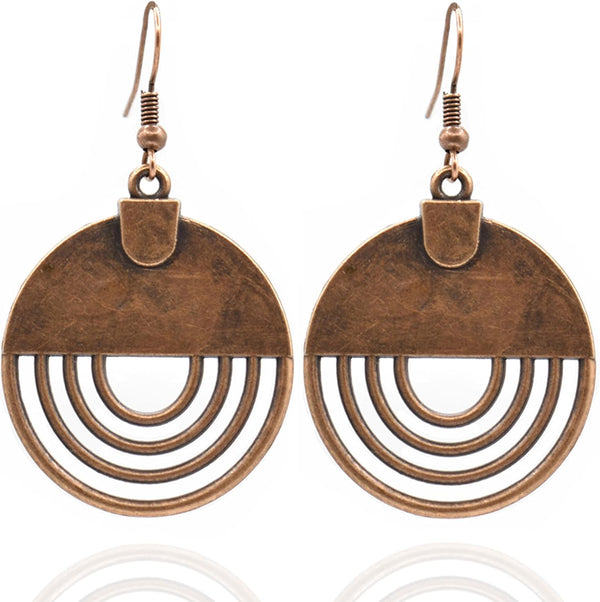 Antiqued Spiral Hollow-Out Boho Hoop Earrings