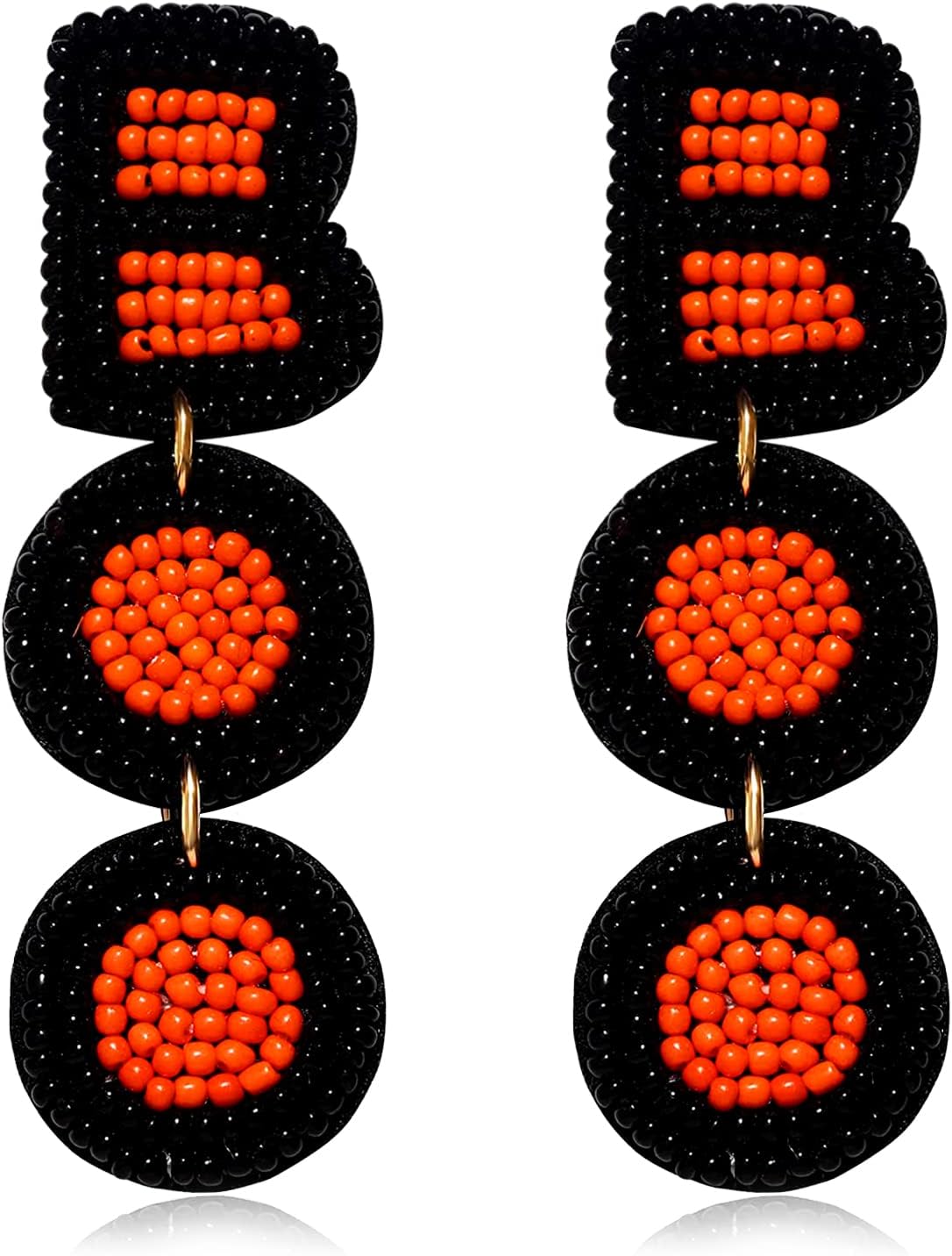 Halloween Beaded Boo Earrings for Women - Spooky Ghost Pumpkin Drop Dangle Jewelry - Handmade Gothic Costume Party Holiday Festive Gifts Main image
