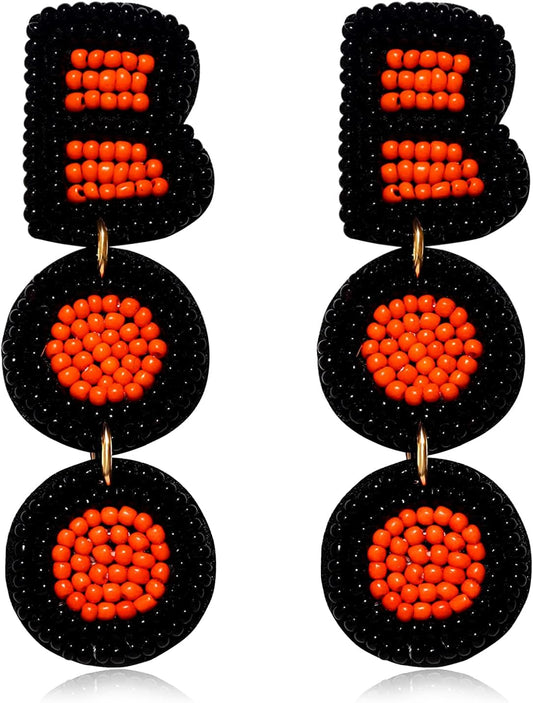 Halloween Beaded Boo Earrings for Women - Spooky Ghost Pumpkin Drop Dangle Jewelry - Handmade Gothic Costume Party Holiday Festive Gifts