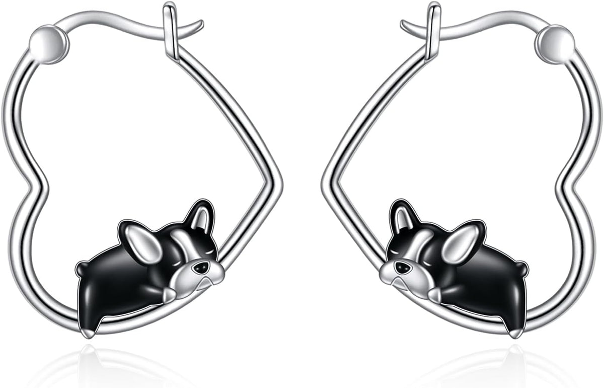 YFN Animal Earrings Sterling Silver Animal Heart Hoop Dangle Earrings Cute Jewelry Gifts for Women