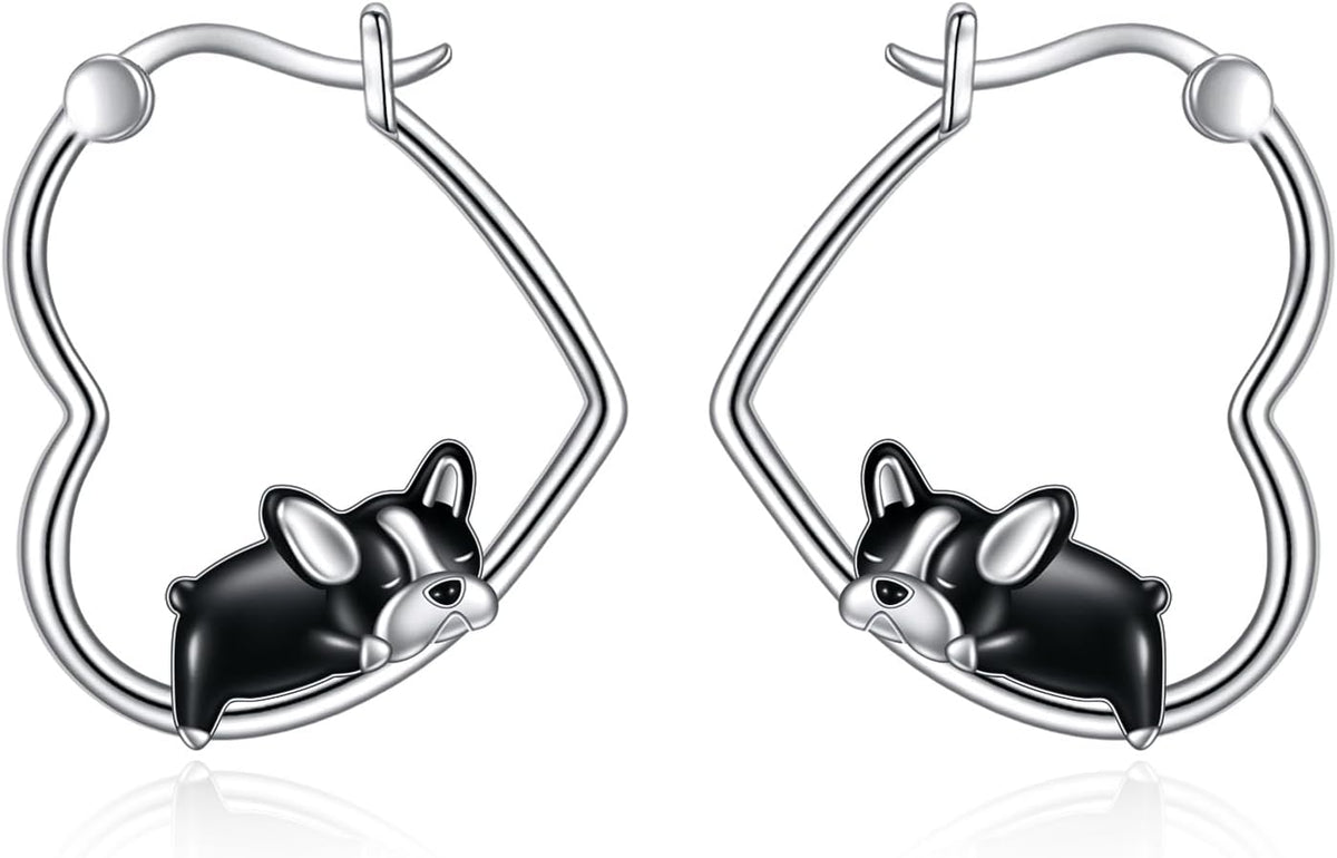 YFN Animal Earrings Sterling Silver Animal Heart Hoop Dangle Earrings Cute Jewelry Gifts for Women