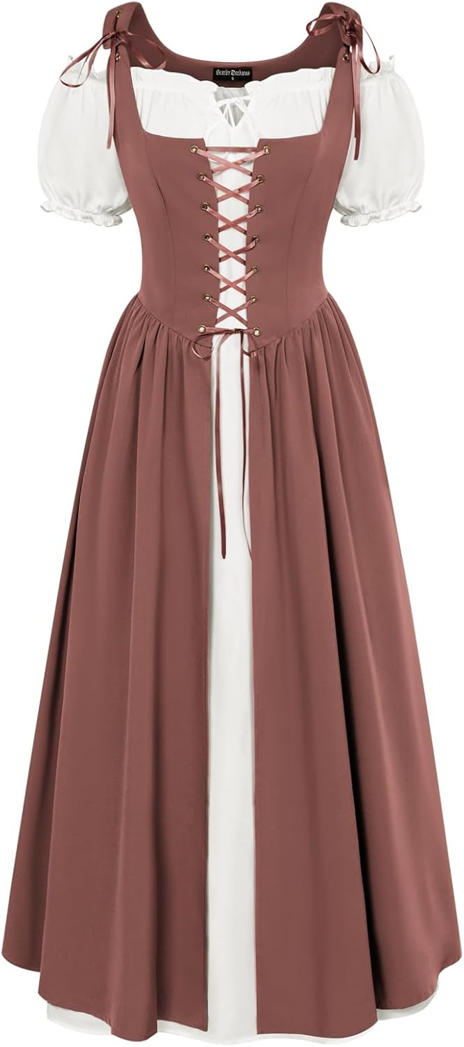 Scarlet Darkness Renaissance Costume Women Halloween Medieval Pirate Dress