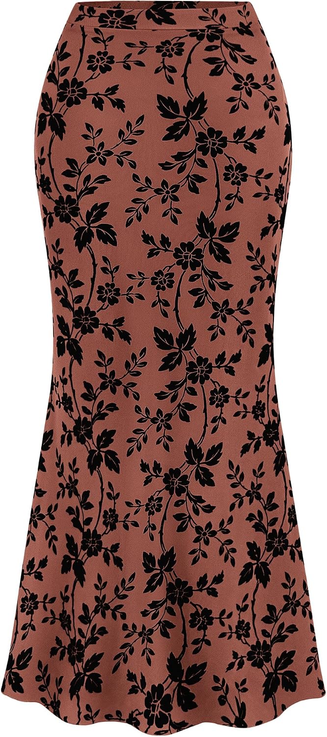 BTFBM Womens Floral Mesh Maxi Skirts