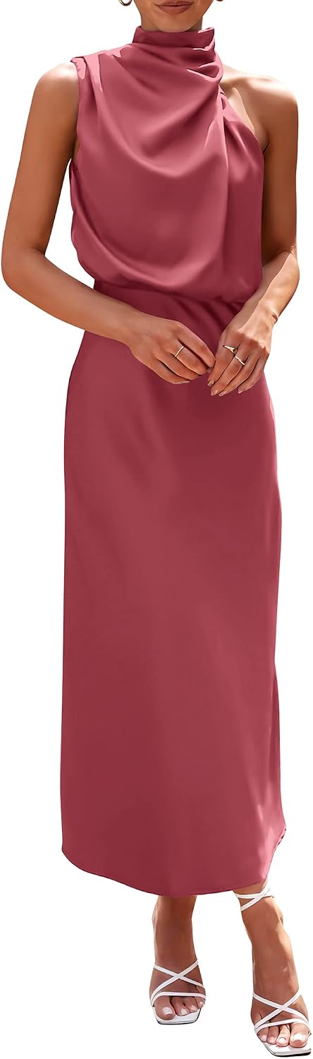 PRETTYGARDEN Women's Summer Satin Maxi Cocktail Dress