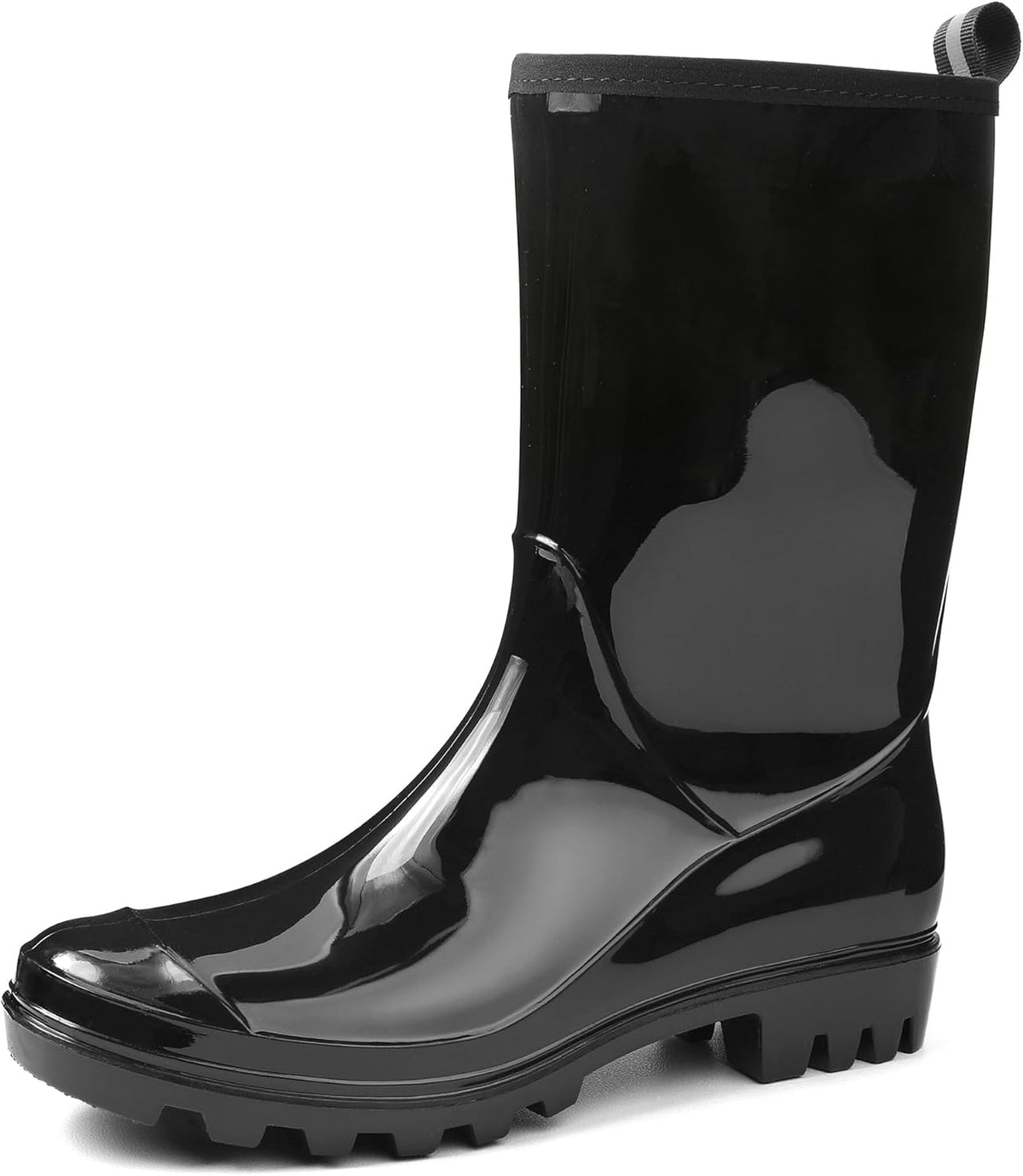 Women's Mid-calf Waterproof Rain Boots – Seamless Pvc With Anti-slip