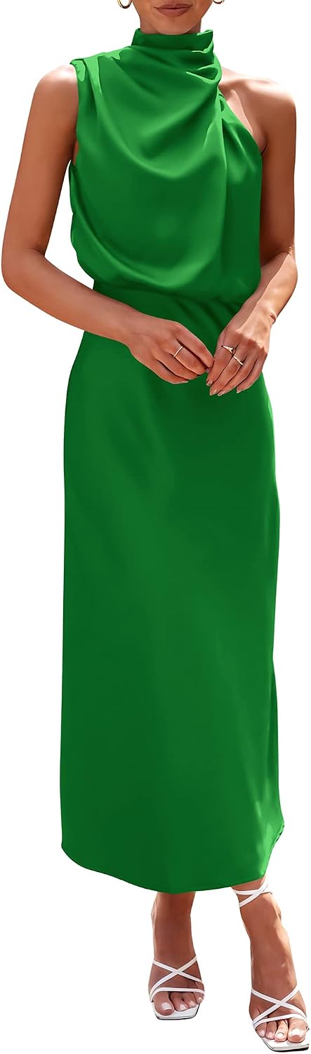 PRETTYGARDEN Women's Summer Satin Maxi Cocktail Dress