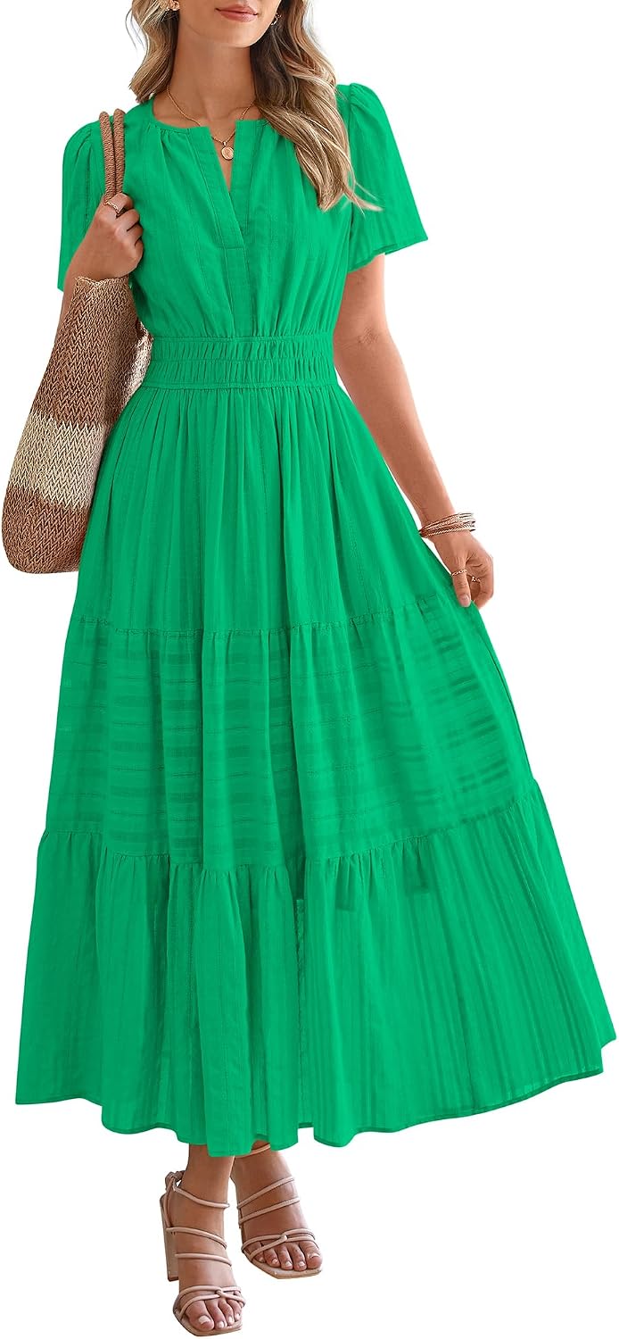 BTFBM Womens Summer 2026 Casual Maxi Dresses Lightweight Short Sleeve Dress