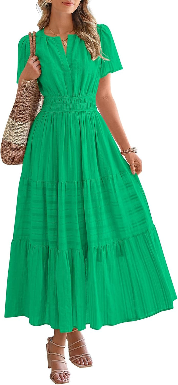 BTFBM Womens Summer 2026 Casual Maxi Dresses Lightweight Short Sleeve Dress