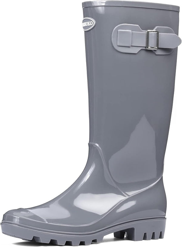 Women's Tall Rain Boots Waterproof Wellington