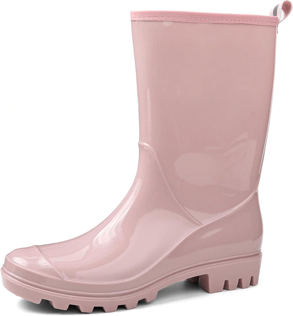 Women's Mid-calf Waterproof Rain Boots – Seamless Pvc With Anti-slip