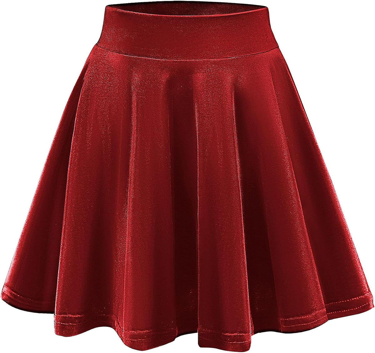 Urban CoCo Women's Crushed Velvet Mini Skater Skirt Pleated Stretchy A-Line