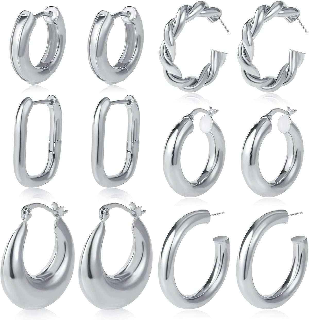 30 Pairs Chunky Gold Hoop Earrings for Women, Multipack Jewelry for Gift