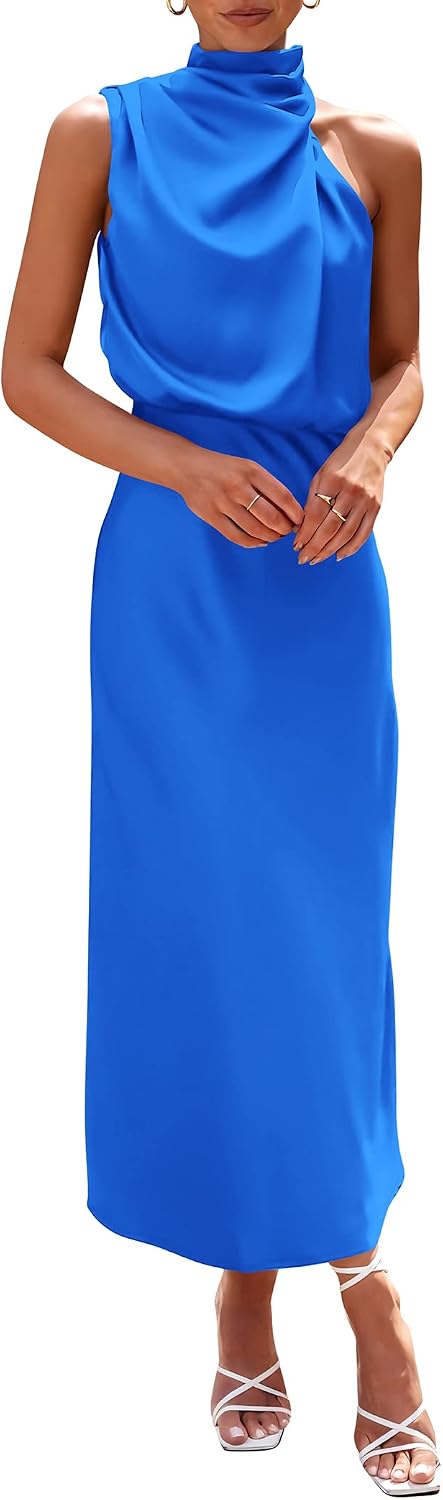 PRETTYGARDEN Women's Summer Satin Maxi Cocktail Dress