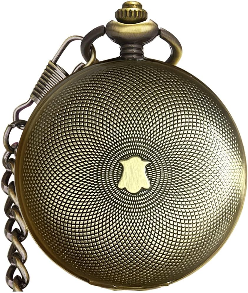 Mechanical Skeleton Pocket Watch with Chain