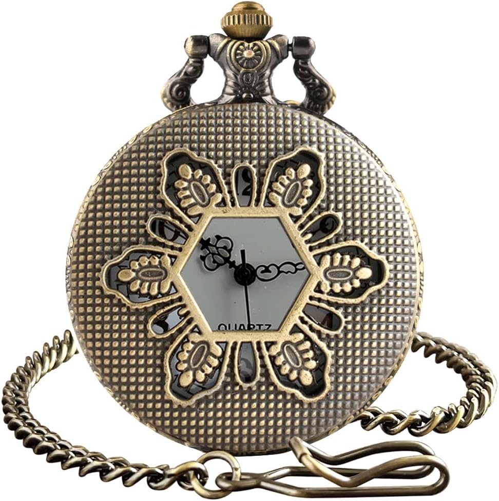 Vintage Skeleton Quartz Pocket Watch