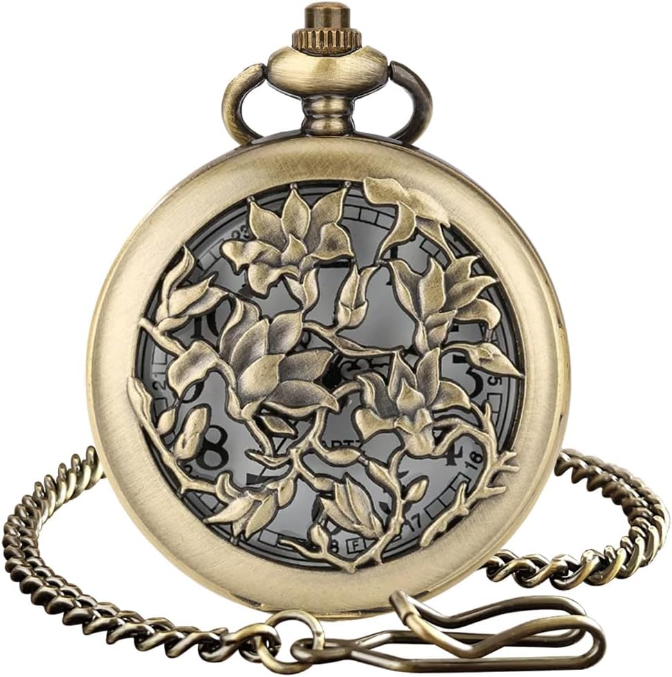 Vintage Skeleton Quartz Pocket Watch