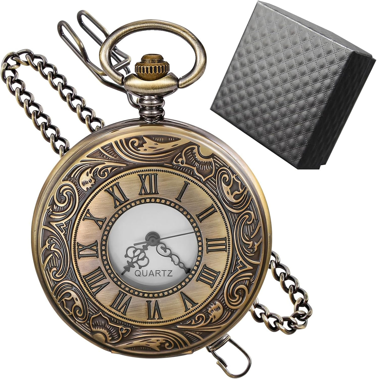 Vintage Pocket Watch Roman Numerals Scale Steampunk Hollowed Out Quart