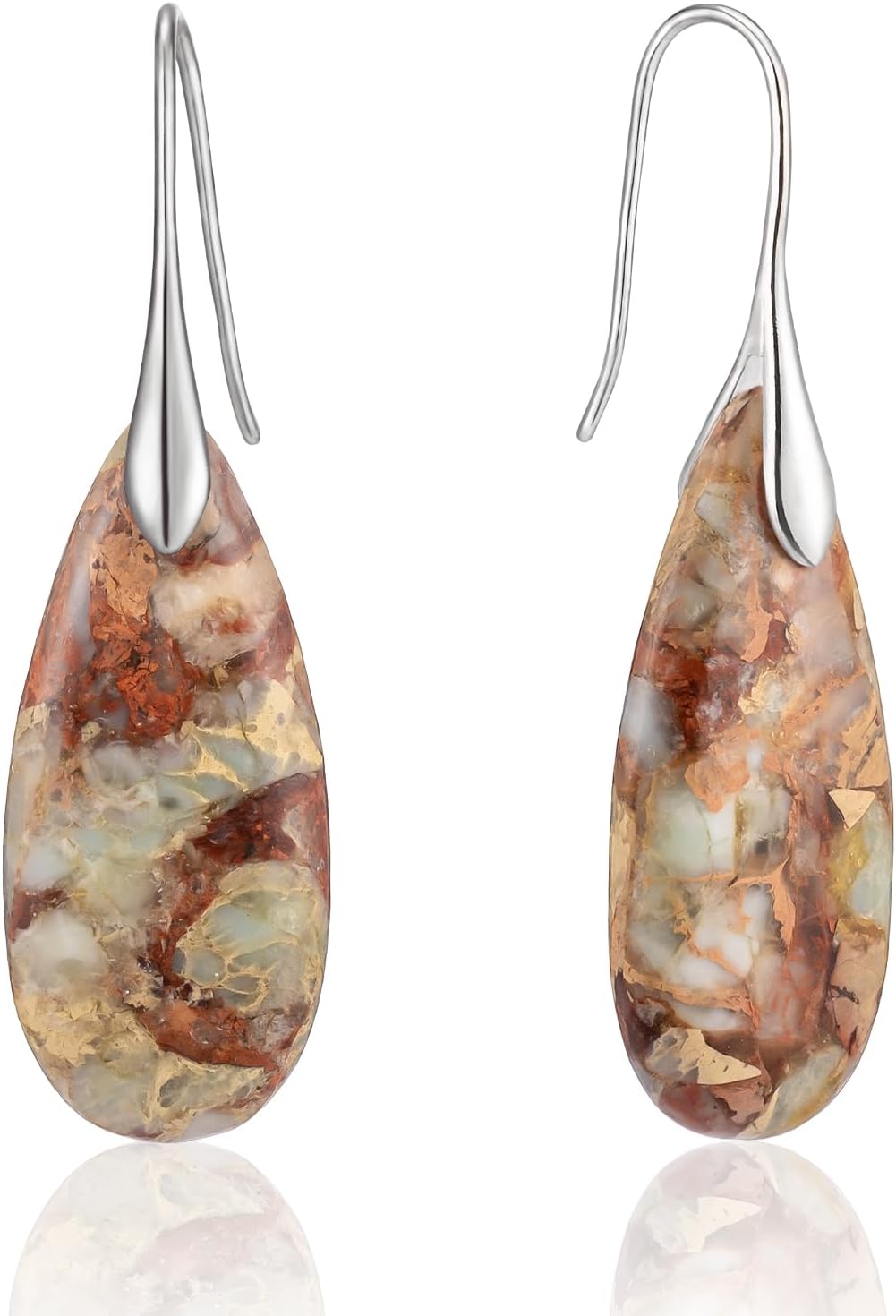 Stone Fishhook Dangle Drop Earrings