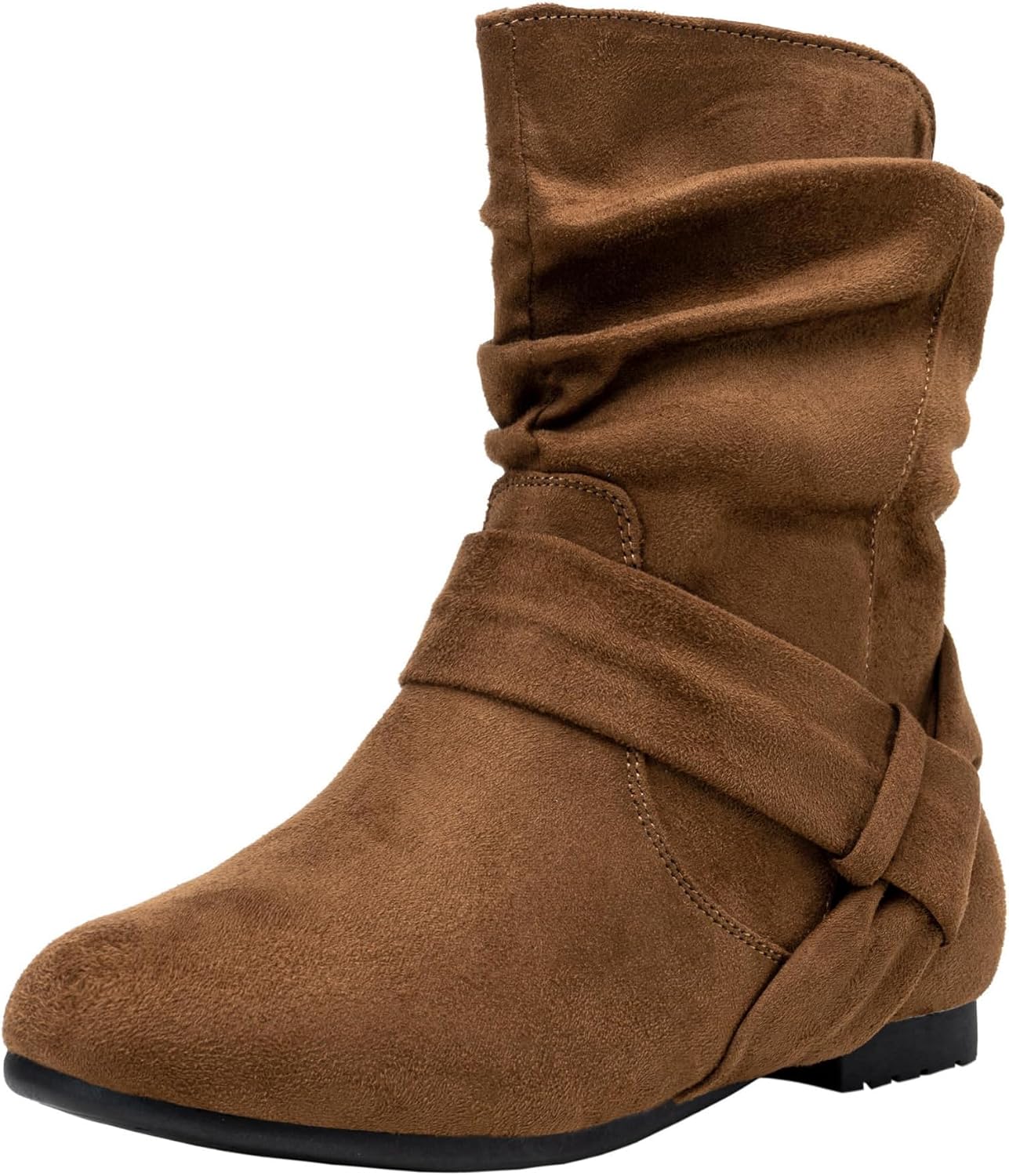 Women's Slouch Ankle Boots, Flat Low Heel Side Zip Booties 939A Secondary image
