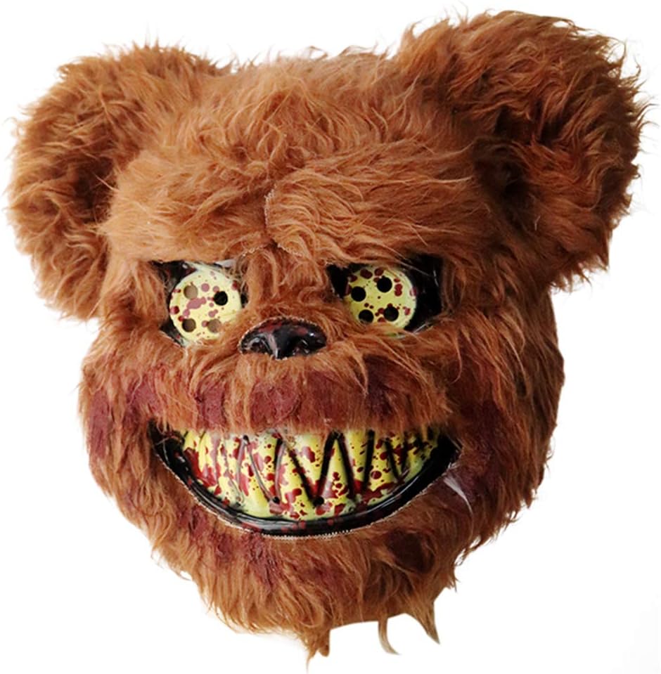 BESSEEK Halloween Scary Mask Bear Rabbit Bunny Mask, Bloody Plush Animal Head Mask, Cosplay Costume Props Halloween Party