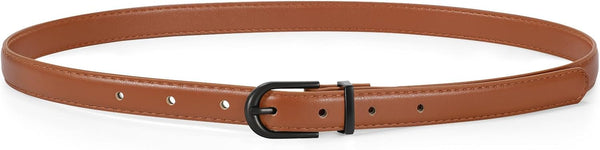 Womens Skinny Leather Belt Ladies Thin Faux Leather Belt With