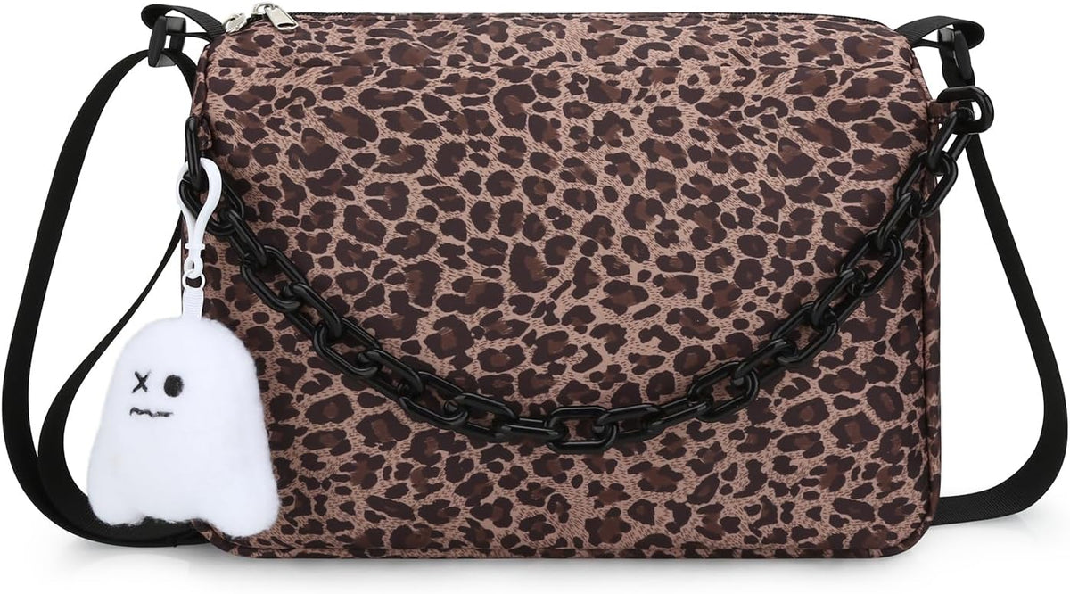 Black & White Checkered Crossbody Messenger Bag