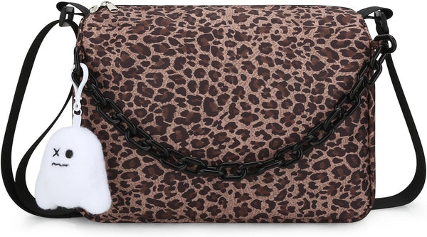 Black & White Checkered Crossbody Messenger Bag