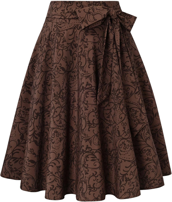 Belle Poque Women High Waisted A Line Skirt with Pockets