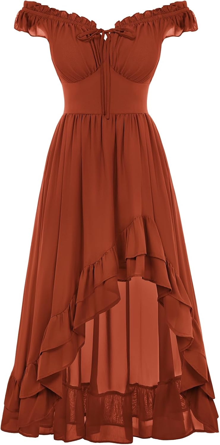 Scarlet Darkness Renaissance Corset Dress Off Shoulder Chiffon Sundress