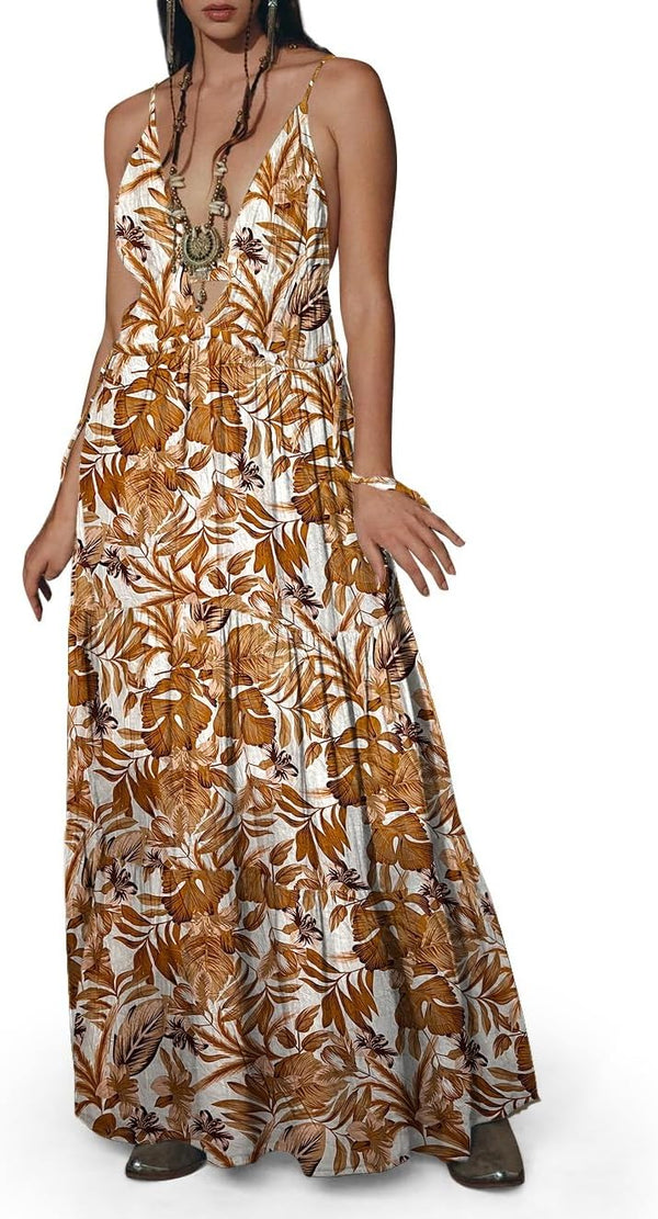 Womens Summer Sun Dresses Mystical Gothic Maxi Dress Casual Floral Witch Dress Date Dress Halloween Outfits
