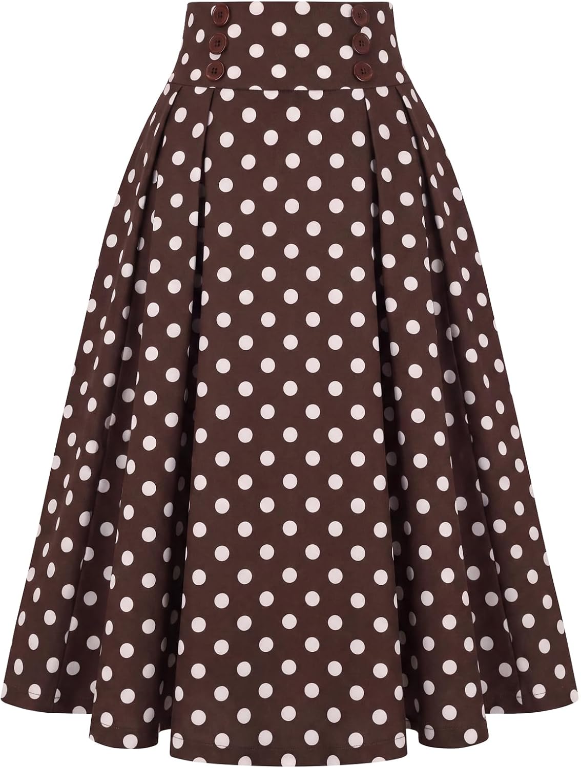 Belle Poque Women's Midi Pleated A-Line Skirts Pockets