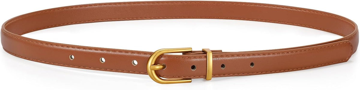 Womens Skinny Leather Belt Ladies Thin Faux Leather Belt With