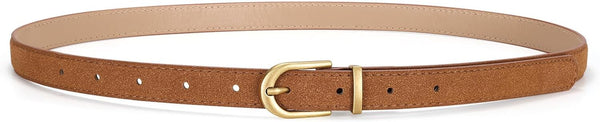Womens Skinny Leather Belt Ladies Thin Faux Leather Belt With