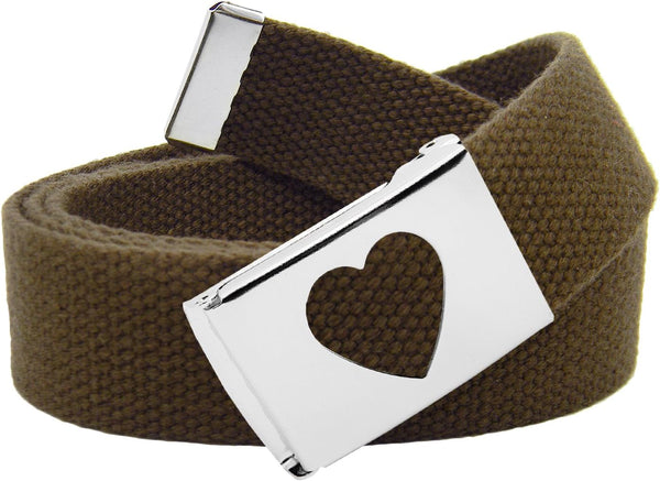 Women's 1.25" Wide Heart Silver Flip Top Belt