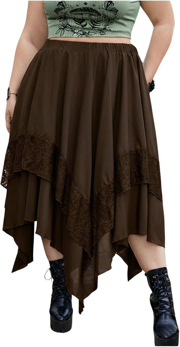 Verdusa Women's Renaissance Flowy Lace Asymmetrical Skirt Whimsical Clothes