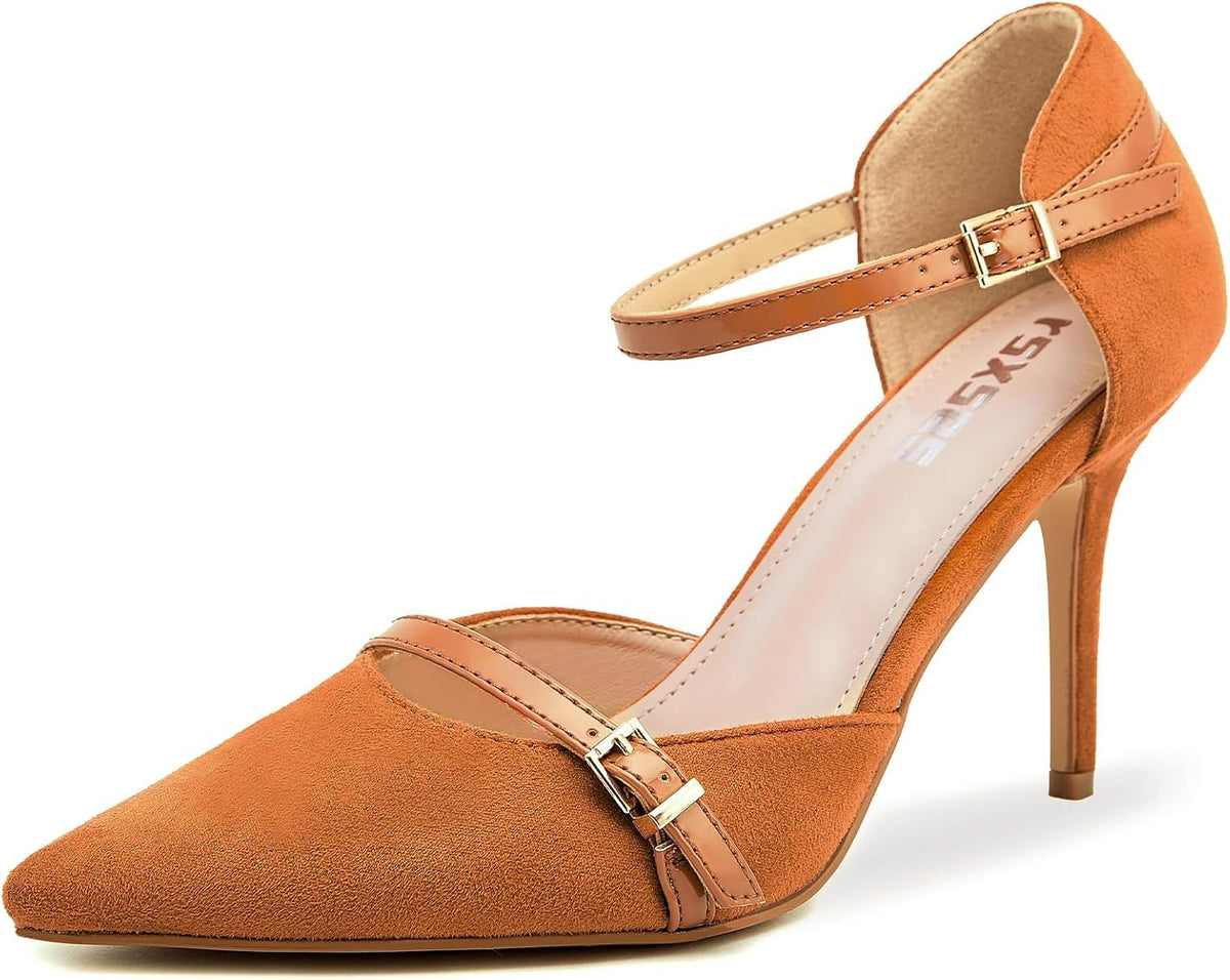 Women's High Heels Pointed Closed Toe Ankle Strap Stiletto Pumps