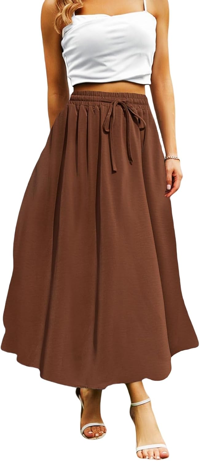 Maxi Skirts for Women with Pockets Long Midi Length