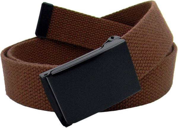 Women's 1.25" Wide Black Flip Top Military Belt Buckle With Canvas