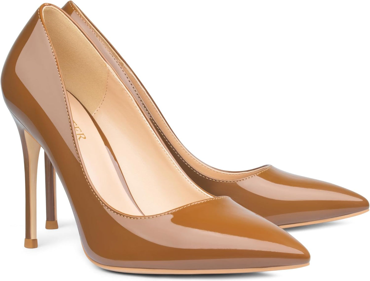 COLETER Women's 4 Inch Pumps Pointed Toe Dress Shoes Slip On Stiletto Pumps