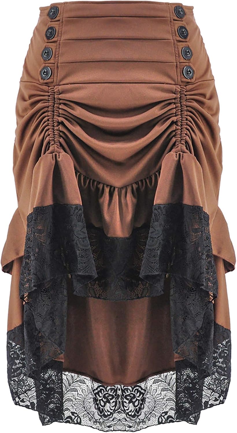 Alivila.Y Fashion Womens Gothic Steampunk Skirt Asymmetrical High Low Dress Secondary image
