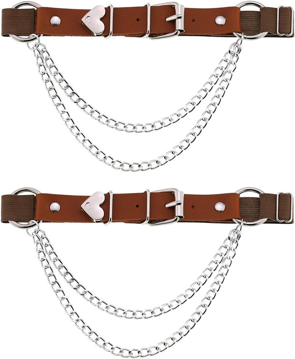 Adjustable Leg Garter with Chains, Elastic Punk Thigh Garters for Women, 1 Pair